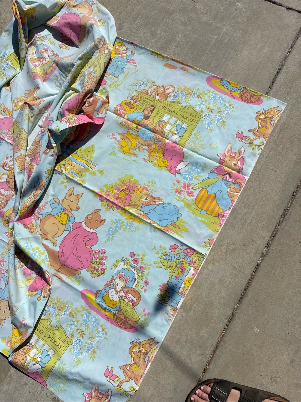 VTG BEATRIX POTTER Twin Fitted & Flat Sheet & Pillowcase Wamsutta Blue PETER